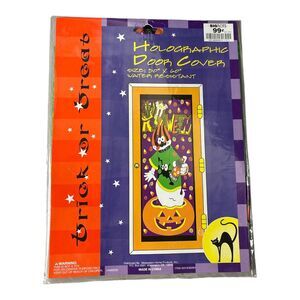 Vintage Midwestern Home Halloween Holographic Door Cover Ghost Spray Painting